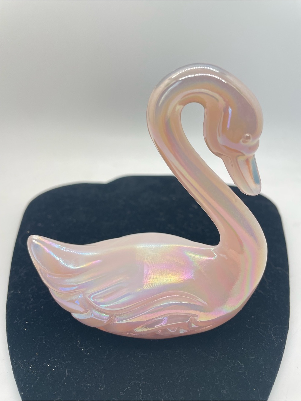 Fenton Swan Opalescent Pink Glass Figurine